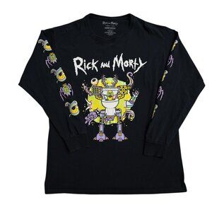 Rick and Morty Long Sleeve Tshirt Mens Large Black Pickle Toilet Robot Snake